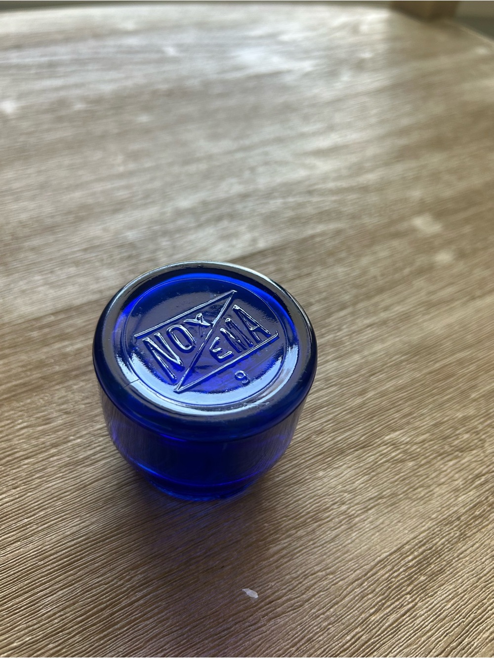 Antique Cobalt Blue Glass Noxzema Apothecary Jar - Great for Small item Storage